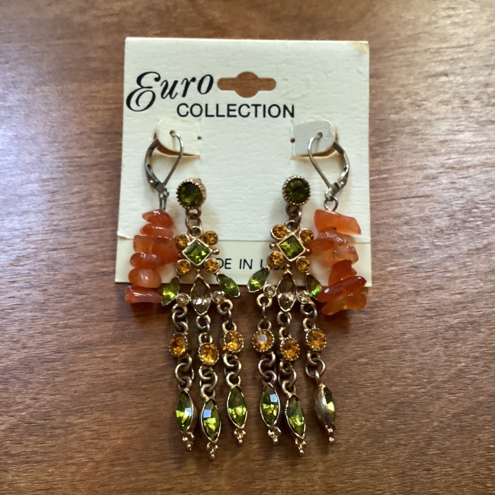 Euro Collection Drop Dangling Earrings New  Made in USA